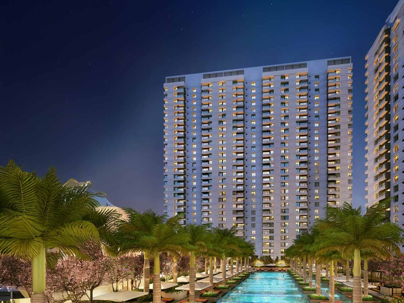 G+4+24 Tower A with T-shape tower placement and 8 flats, 6 lifts per floor
